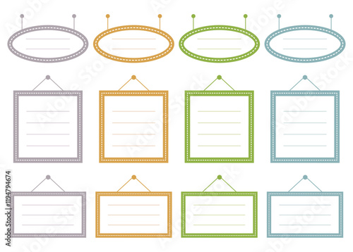 シックな色合いの、罫線入りフレームのセットです。3タイプの形を4色揃えました。