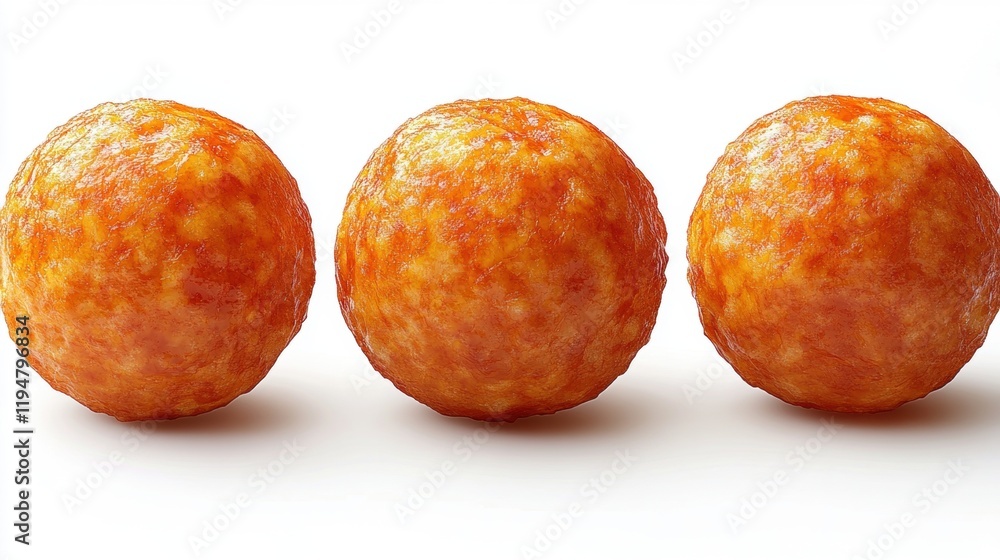 Fototapeta premium Three Bright Orange Round Objects on a White Background