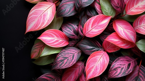 Vibrant Pink and Green Leaves Background for Nature Themes