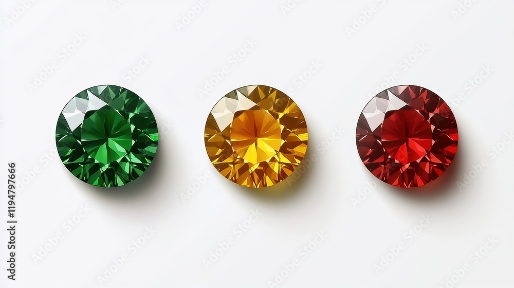 Vibrant Gemstones Displayed on a Clean White Surface Vibrant Gemstones Displayed on a Clean White Surface