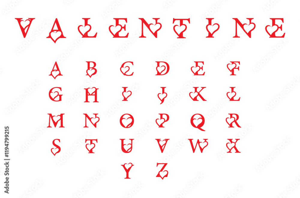 set initial letter A to Z with love valentine day set initial letter A to Z with love valentine day