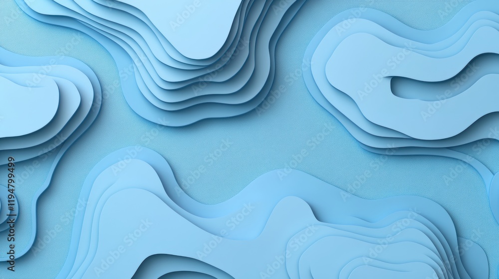 Abstract Blue Layered Paper Texture with Soft Curves and Lines Abstract Blue Layered Paper Texture with Soft Curves and Lines