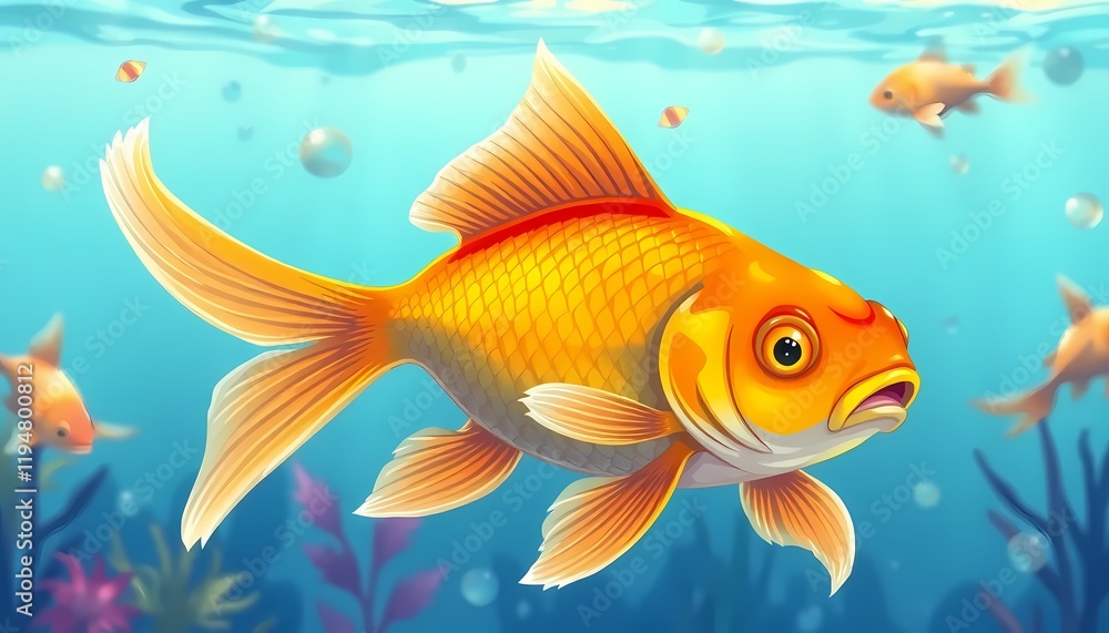 Naklejka premium Goldfish swimming in aquarium