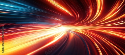 Speed, light streaks, tunnel, abstract, digital art