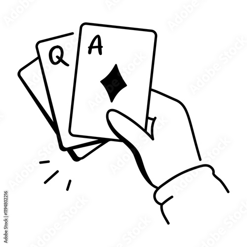 Playing cards icon in hand drawn style 
