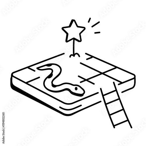 A doodle style icon depicting ladder game 
