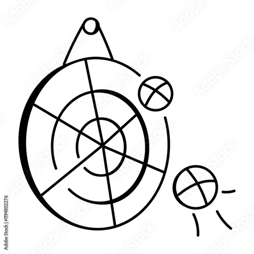 Ball target game, doodle style icon
