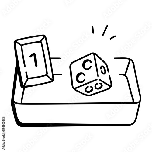 A hand drawn icon depicting dice game 
