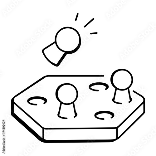 Chinese checkers game, doodle style icon 
