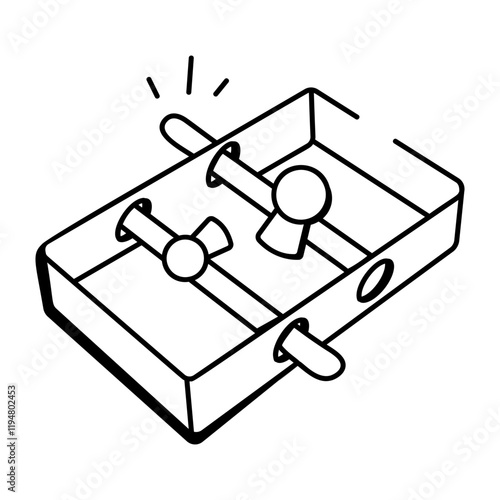 Table football game icon in doodle style 

foosball, game, plaything, fun, tabletop, toy, activity, doodle, sketchy, drawing, icon, vector

