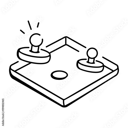 A hand drawn icon depicting air hockey 
