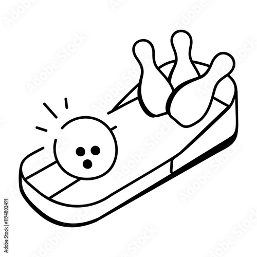 Doodle icon of a mini bowling game 
