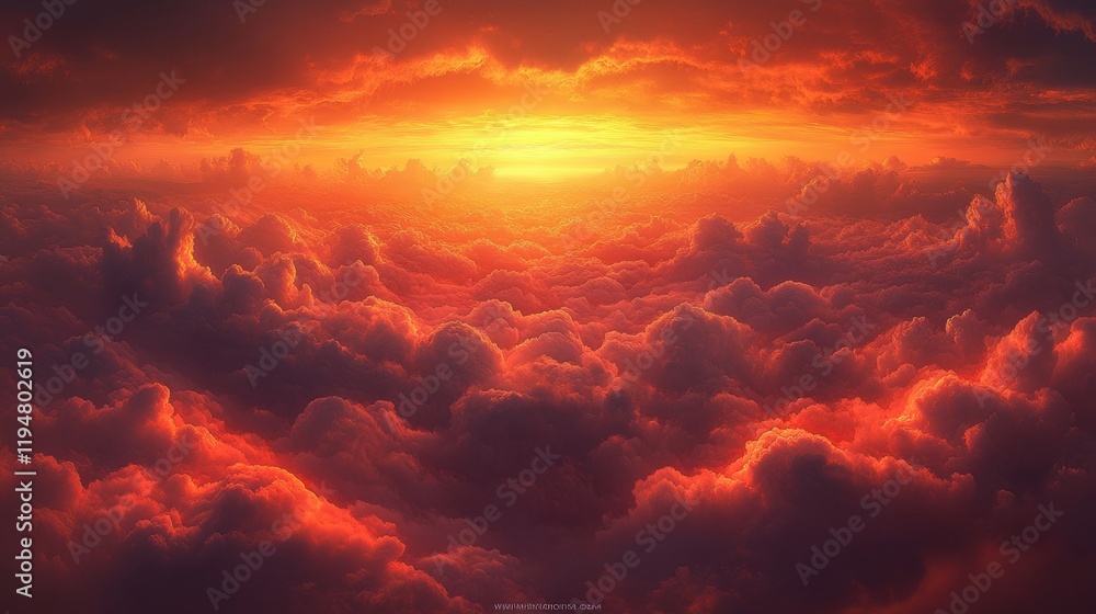 Fototapeta premium Vibrant Sunset Over Clouds with Dramatic Colors and Soft Lighting