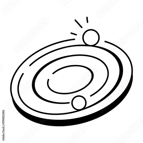 Marble maze icon in doodle style 

