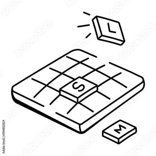 Scrabble game icon in doodle style 
