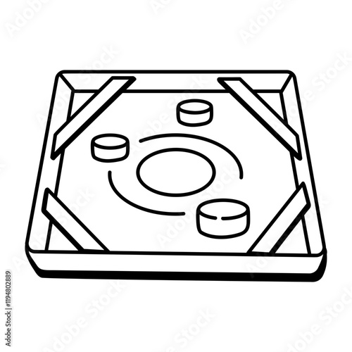Hand drawn icon of carrom board game 
