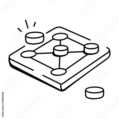 Jarmo game board, doodle style icon
