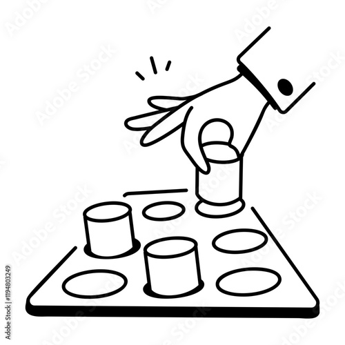 Playing marble solitaire, doodle icon

