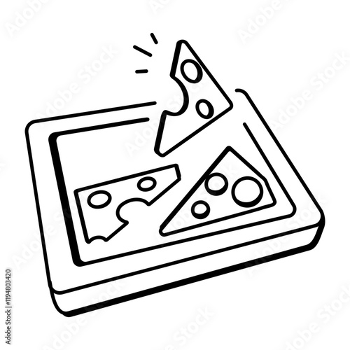 Cheese puzzle game icon in doodle style
