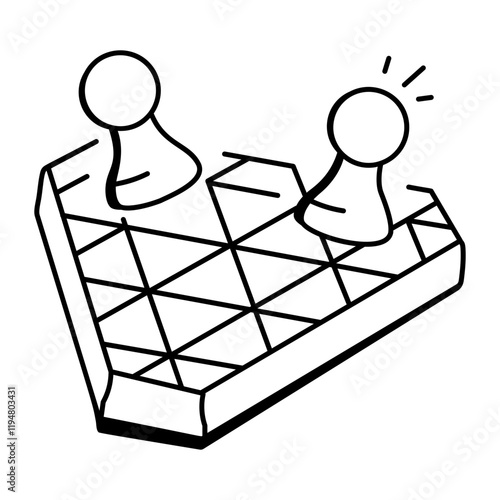 Quoridor game icon in doodle style 

