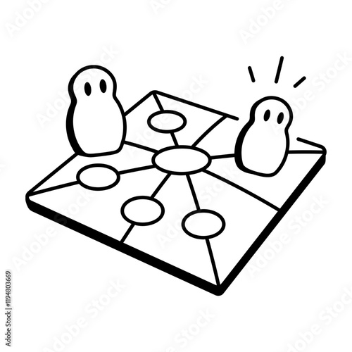 Pawns game icon in doodle style 
