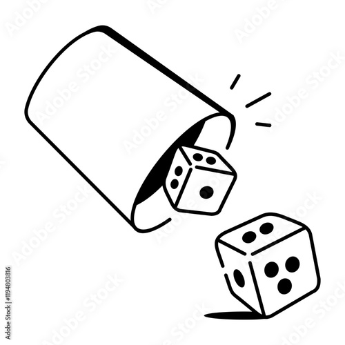Doodle icon depicting a dice cup 

