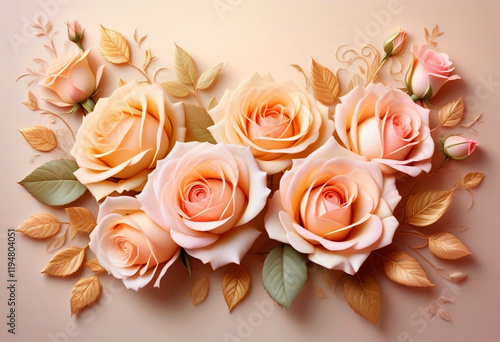 Red roses side of frame empty in center with soft background