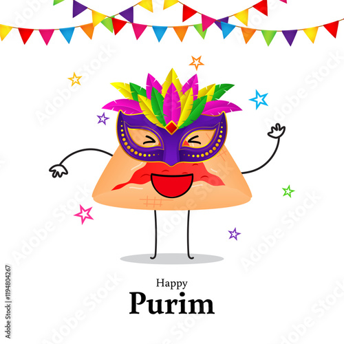 Vector illustration of Happy Purim social media template