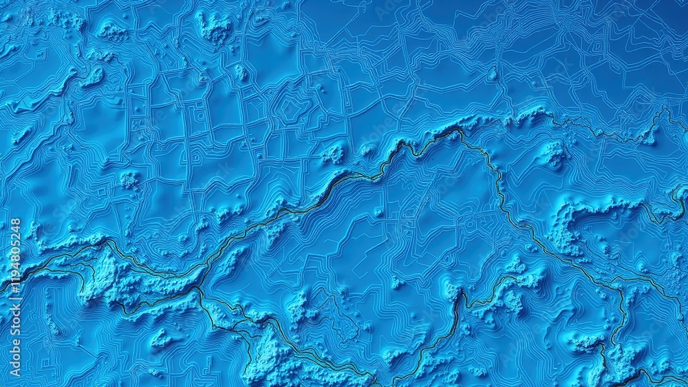 Ocean Floor Topographic Map - Detailed Seabed Relief, Blue Depth Chart Ocean Floor Topographic Map - Detailed Seabed Relief, Blue Depth Chart
