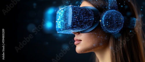 Woman experiencing immersive VR.