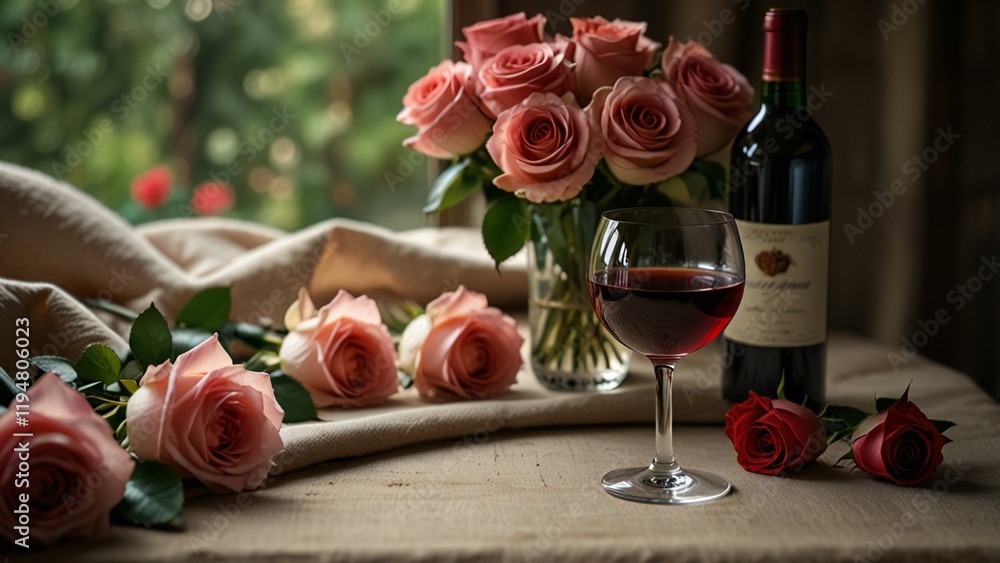 Fototapeta premium wedding bouquet and champagne