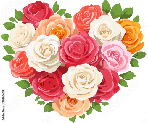 HEART OF ROSES WITH A SUNSET. SAN VALENTINE'S DAY 