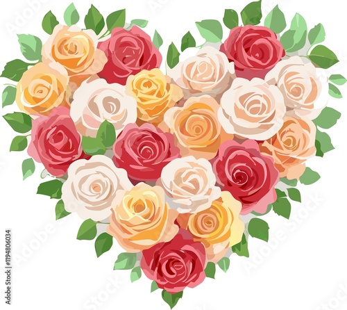 HEART OF ROSES WITH A SUNSET. SAN VALENTINE'S DAY 