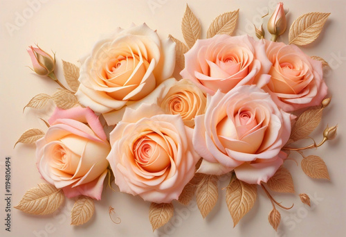 Red roses side of frame empty in center with soft background