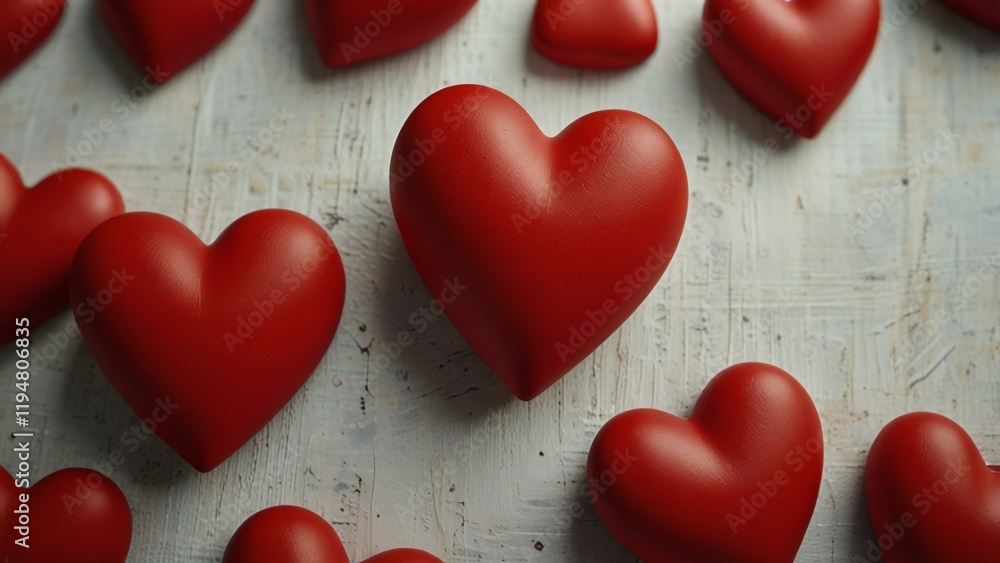 Fototapeta premium red hearts on wooden background