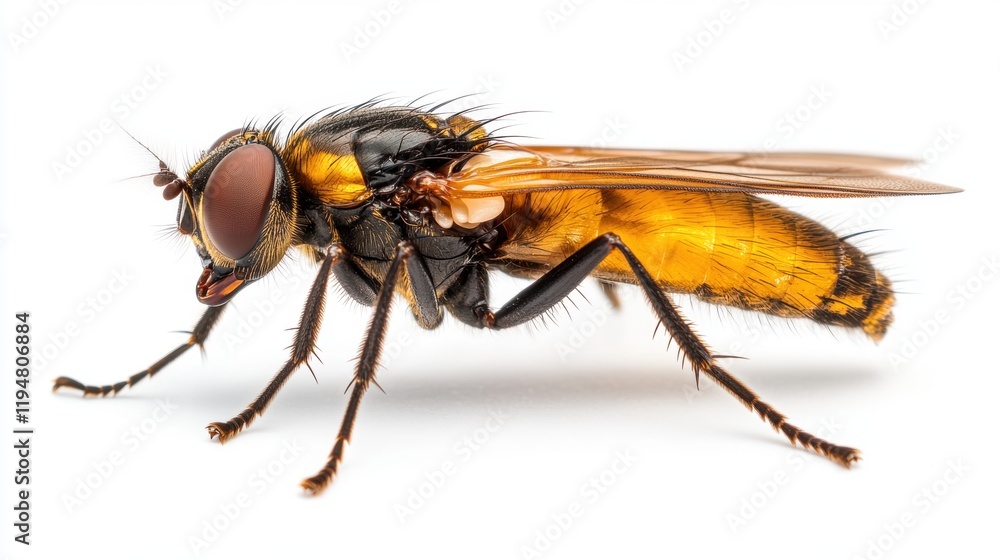 Detailed Close-Up of a Bright Orange and Black Insect on White Background Detailed Close-Up of a Bright Orange and Black Insect on White Background