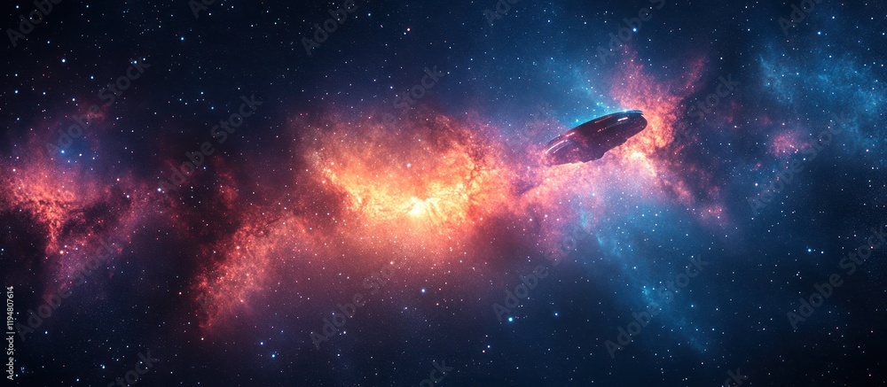 Fototapeta premium Spaceship Nebula Flight Cosmic Wallpaper