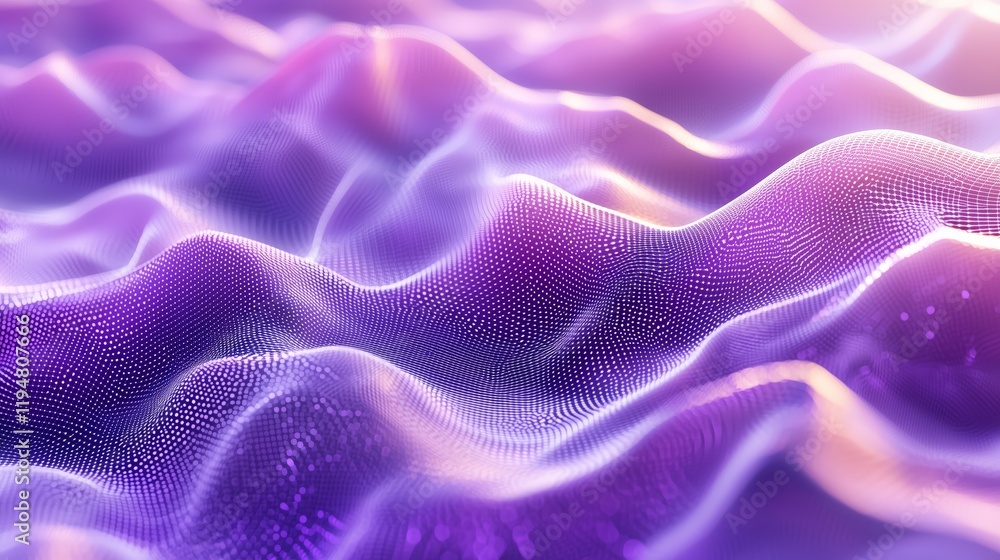 Fototapeta premium Abstract Purple Waves with Soft Lighting and Depth in Composition