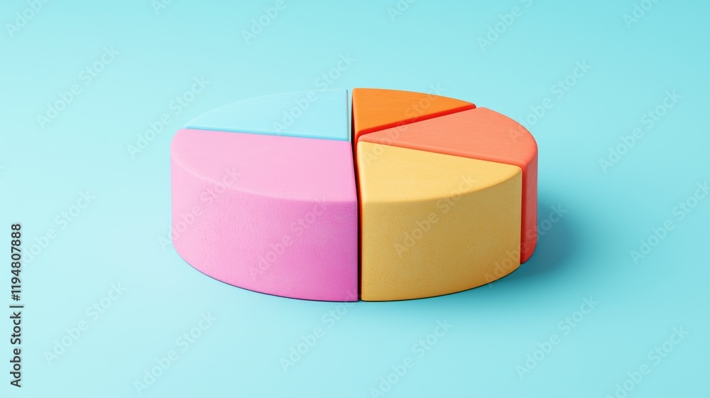 Obraz premium Colorful pie chart representation of data analysis in a minimalist office space