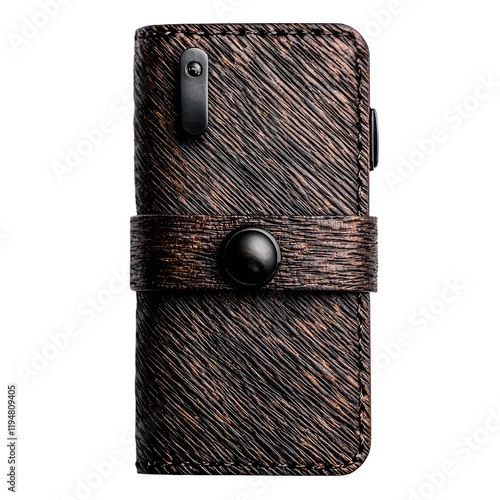 A sleek phone case featuring a textured design and a secure strap closure for enhanced protection and style. photo