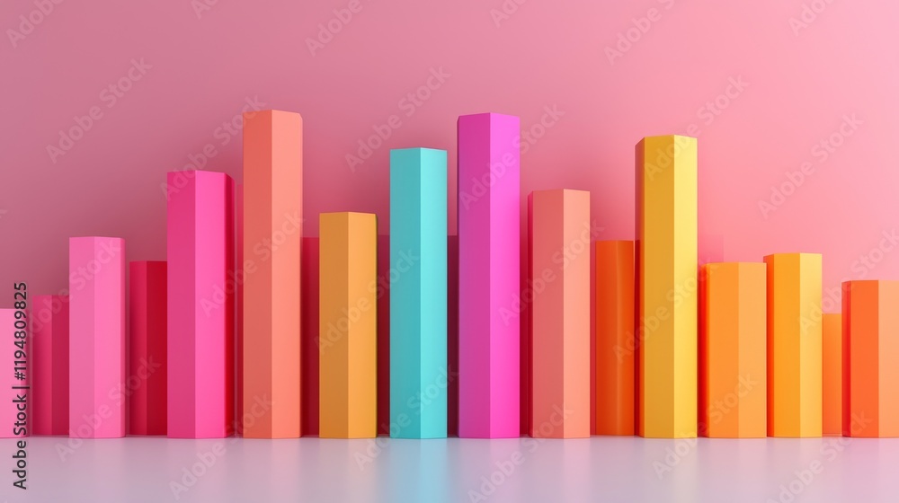 Colorful bar graph representation of data trends modern office space digital art bright environment aesthetic viewpoint Colorful bar graph representation of data trends modern office space digital art bright environment aesthetic viewpoint