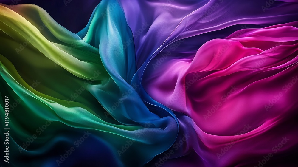 Obraz premium Abstract Colorful Silk Fabric Swirls: A Symphony of Hues