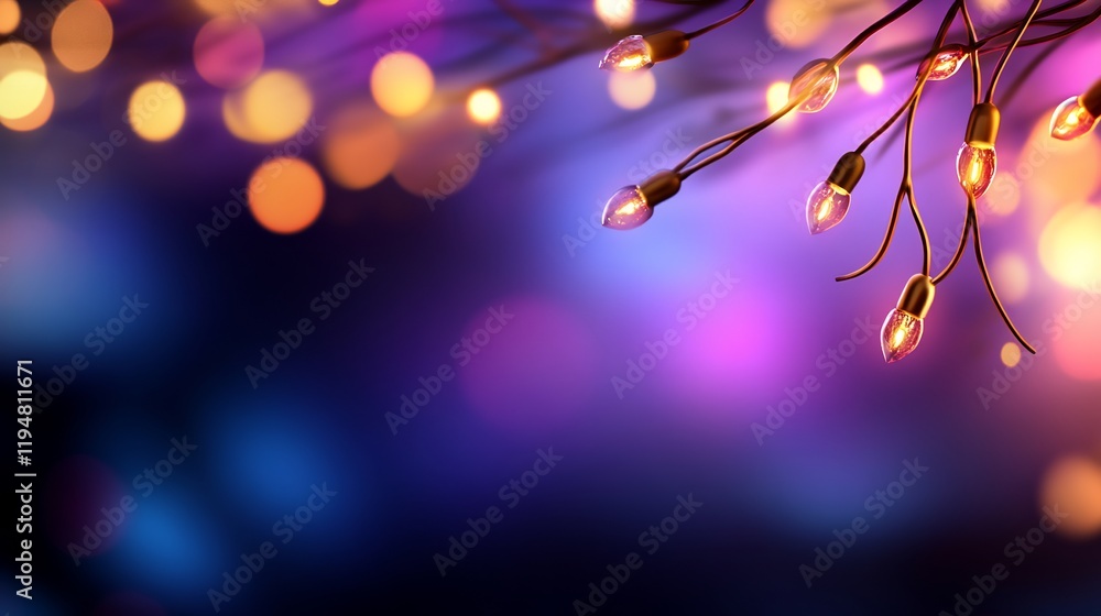 Obraz premium Glowing Lights Festive Background: Magical Bokeh and Twinkling Bulbs
