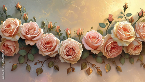 Red roses side of frame empty in center with soft background