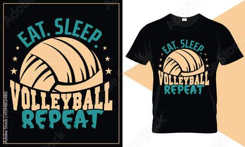 Beach Volleyball t-shirt design. Tiny island with volleyball between the palm-trees and game in action. Beach volleyball vintage typography silkscreen t-shirt print vector illustration.