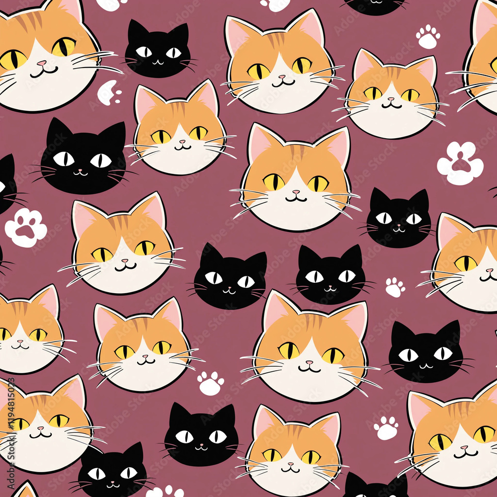 seamless pattern with cats seamless pattern with cats