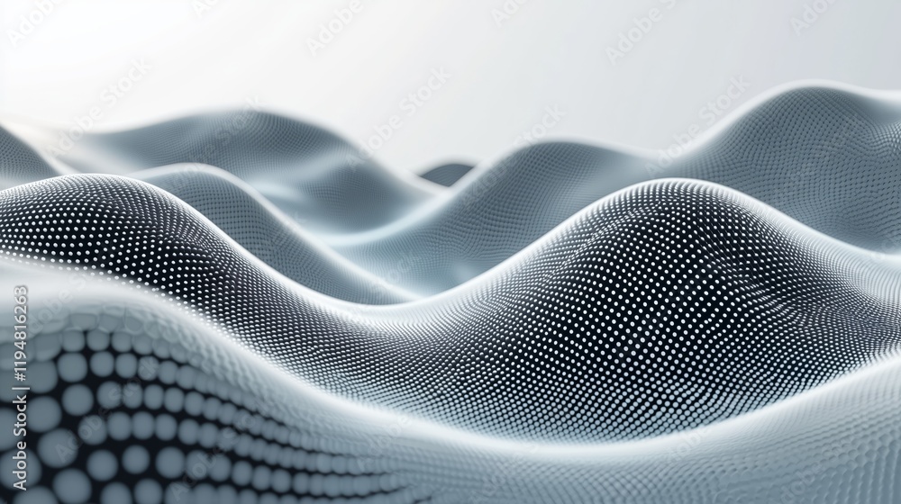 Abstract Wave Patterns with Dots in Soft Grey and White Tones Abstract Wave Patterns with Dots in Soft Grey and White Tones