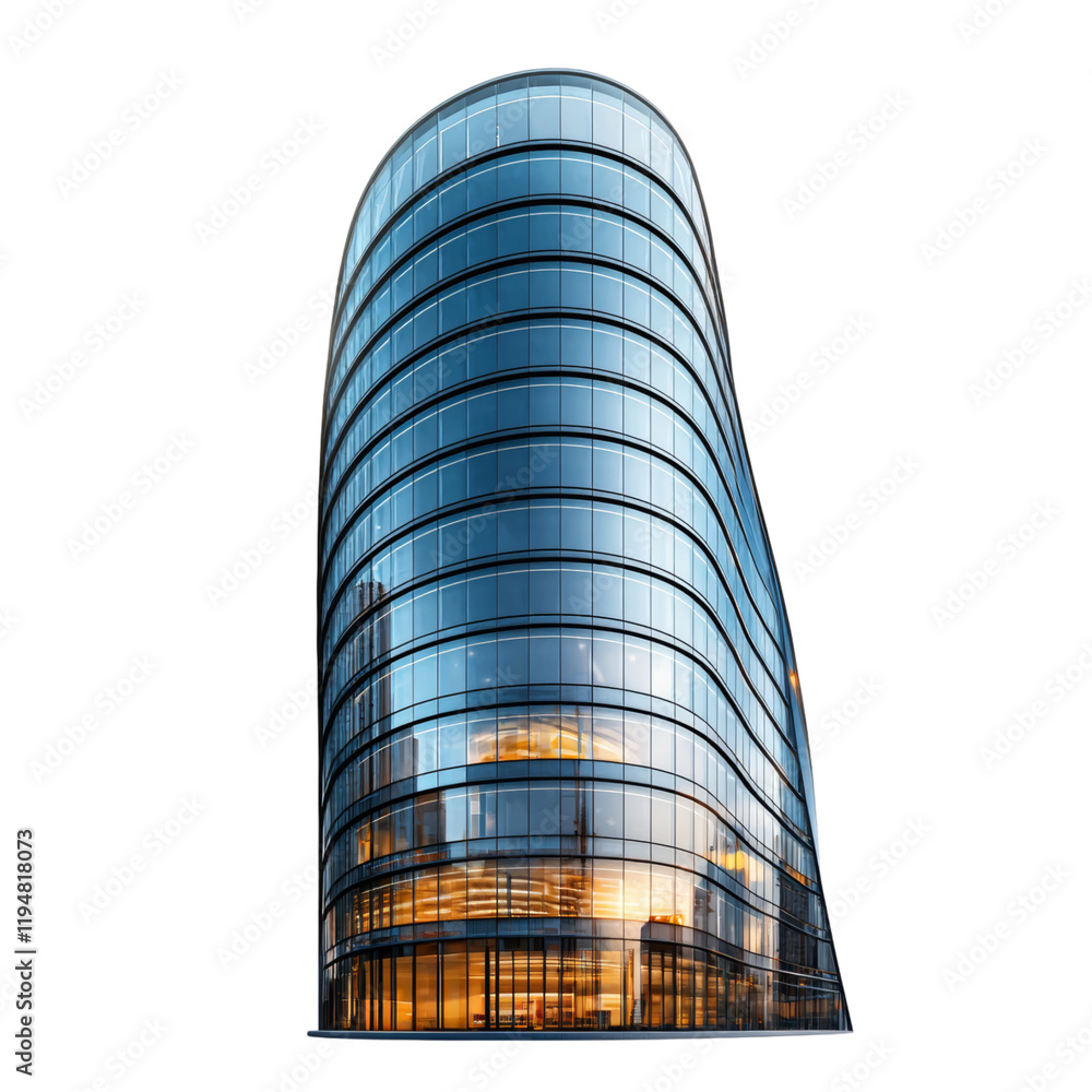Modern Glass Building with Sleek Design Isolated on transparent background Modern Glass Building with Sleek Design Isolated on transparent background