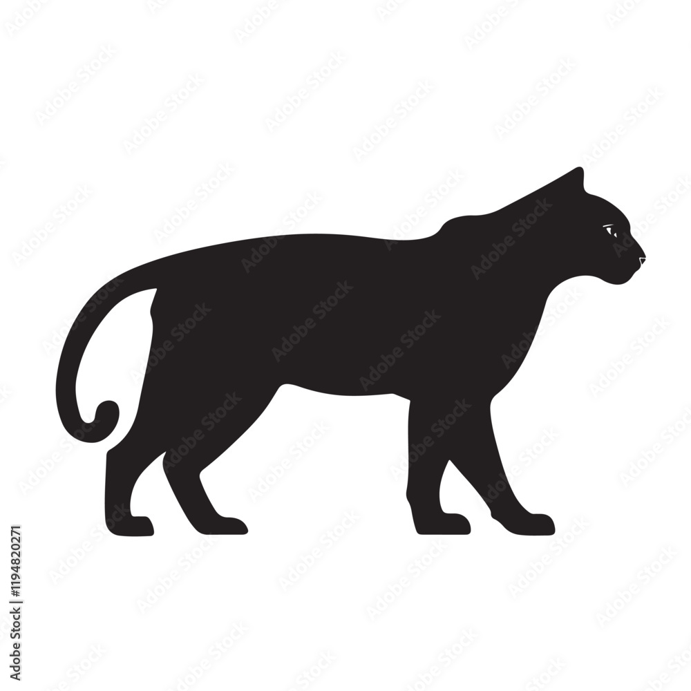 Side View Vector Illustration of a Black Panther Silhouette - Vector Illustration Side View Vector Illustration of a Black Panther Silhouette - Vector Illustration