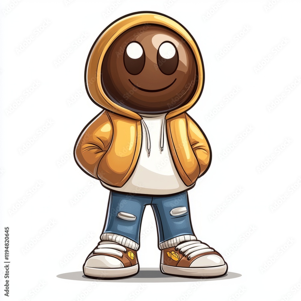 Obraz premium A Brown Hooded Character Wearing Casual Clothes